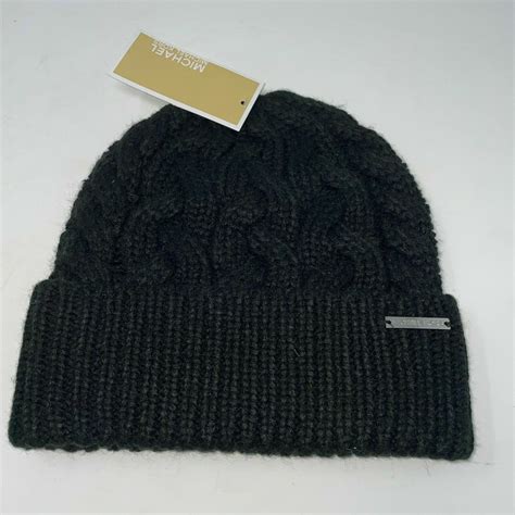 Michael Kors Womens Cable Knit Beanie Hat Black Nwt Ebay