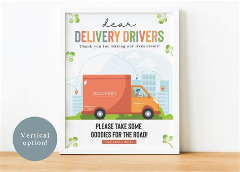 delivery driver printable delivery driver snack sign etsy