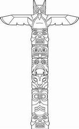 Totem Poles Totems Pole Indien Marterpfahl Indianer Tiki Totempfahl Coloriage Amérindien Indians Kleurplaat Malvorlagen Totempaal Raven Animal Symbolen Icolor Haida sketch template