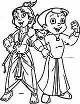 Coloring Krishna Chhota Bheem Wecoloringpage Cartoon sketch template