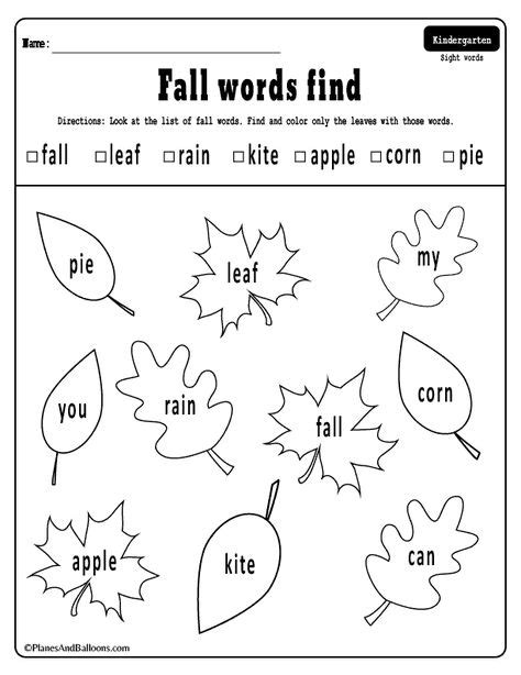 fall worksheets kindergarten  printable pages   autumn