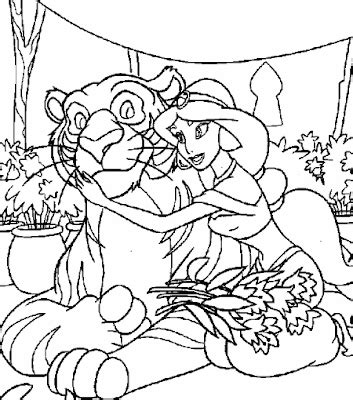 princess jasmine  tiger coloring page disney coloring pages