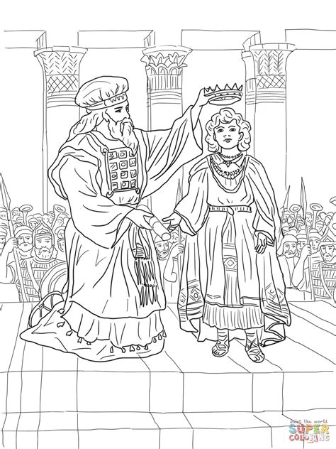 king joash crowned coloring page  printable coloring pages