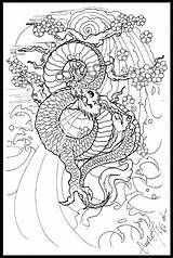 Lineart Japanees Colouring sketch template