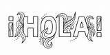 Hola Vector Spanish Clip Illustrations Outline Word Coloring Similar sketch template