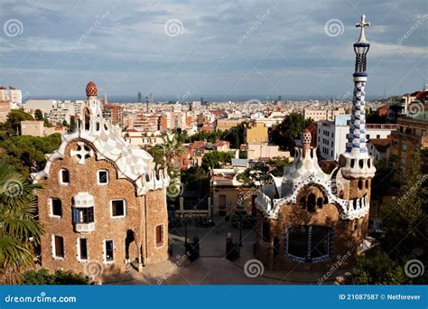 park guell entrance stock image image  gaudi color