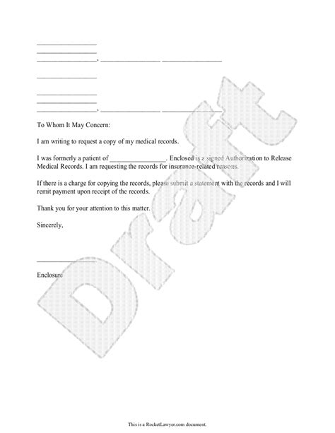 medical records request letter template