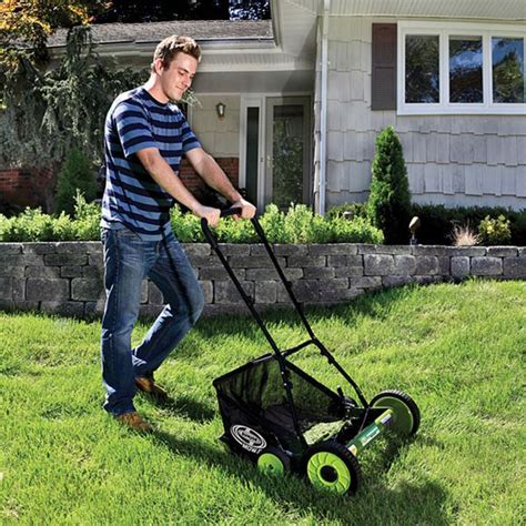 walk  manual lawn mower push  grass catcher basket bag garden tools yard lawn mower