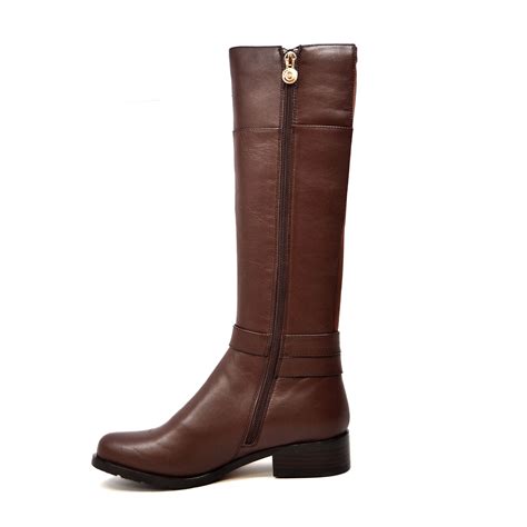 solemani womens gabi  slim   calf brown leather boot    slim  skinny