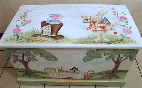 Custom Personalized Tea Party Toy Box Inspired By Alice In