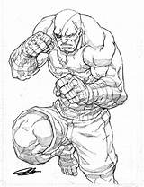 Sagat Street Akuma Sdcc Colorear Personagens Capcom Alvin Bocetos Goro Fighting Figther Muay Enregistrée Pencil sketch template
