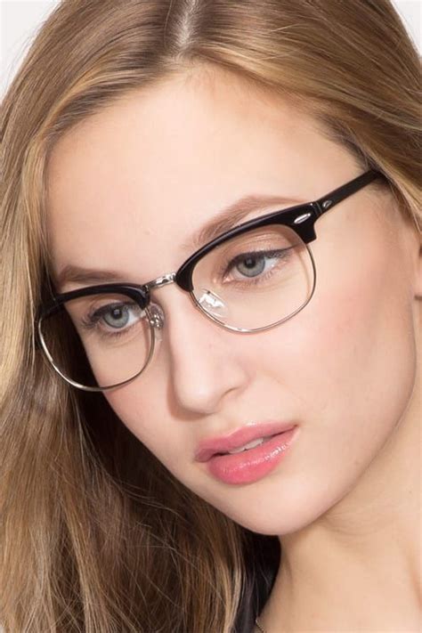 sweet janet cat eye black silver frame glasses eyebuydirect glasses