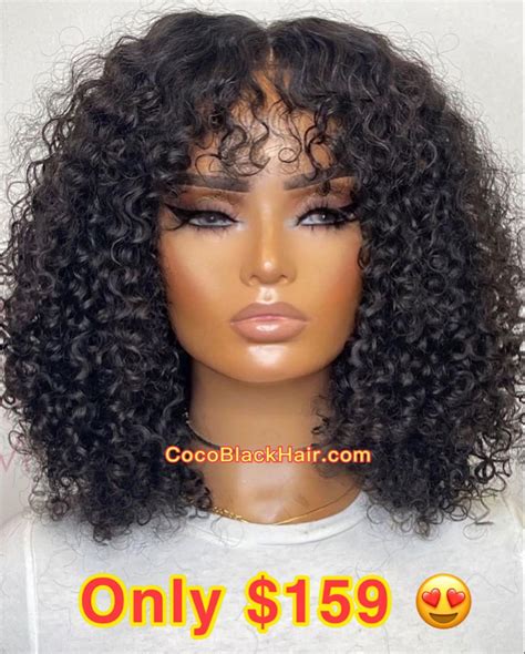 Emily100 Curly Bangs 360 Wig Brazilian Virgin Human Hair Pre