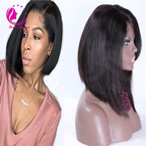best and cheap short front lace wig bob style glueless virgin peruvian