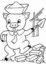 Coloring Pages Pigs Little Pig Three Print Kids Masks Color sketch template