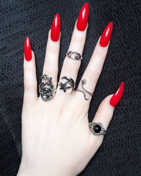 Red Nails Claws New Witchy Silver Rings From