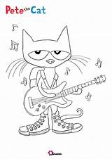 Cat Pete Guitar Playing Coloring Cartoon Bubakids sketch template