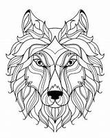 Coloring Wolf Head Wolves Pages Simple Adults Patterns sketch template