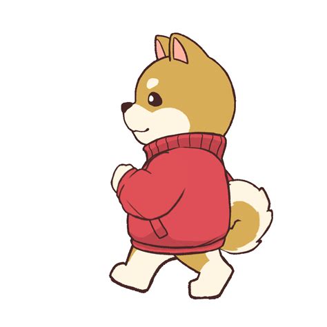 animated illustration   dog walking ugokawa
