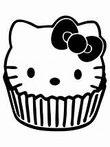 Kitty Hello Cupcake Clipart Cupcakes Clip Line Drawing Cartoon Coloring Cliparts Vinyl Cute Kleurplaat Kleurplaten Pages Colouring Cat Stickers Decal sketch template