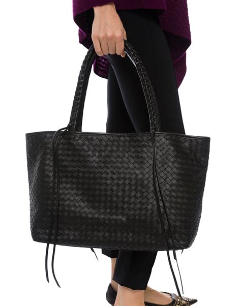 woven tote  black leather christopher kon halsbrook sophisticated style designing women