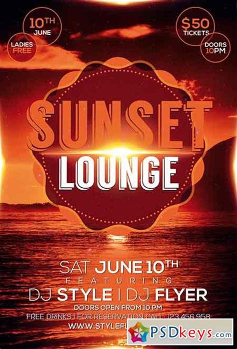 sunset lounge psd flyer template facebook cover free download