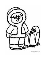 Penguin Eskimo sketch template