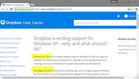 dropbox announces   windows xp support ghacks tech news