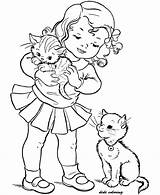 Coloring Pages Cat Kittens Color Printable Kitten Print Cats Girl Kids Playing Preschool Puppies Dog Girls Printing Sheets Popular Two sketch template