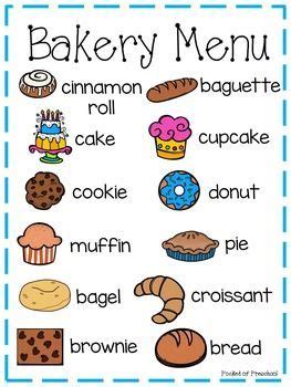 preschool bakery printables  printable templates
