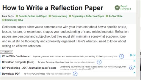 article    write  reflection paper