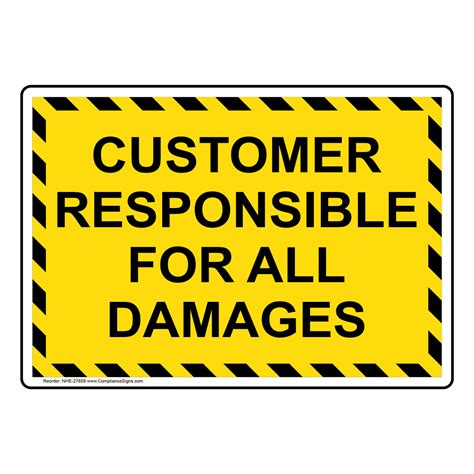 customer responsible   damages sign nhe
