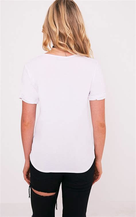 basic white v neck oversized t shirt prettylittlething aus