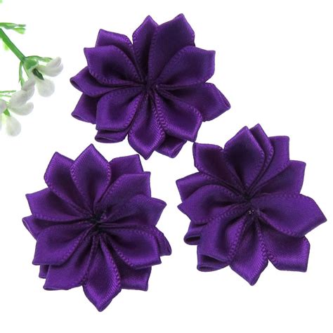 20pcs 1 5 purple satin flowers rolled rosette multilayers flowers