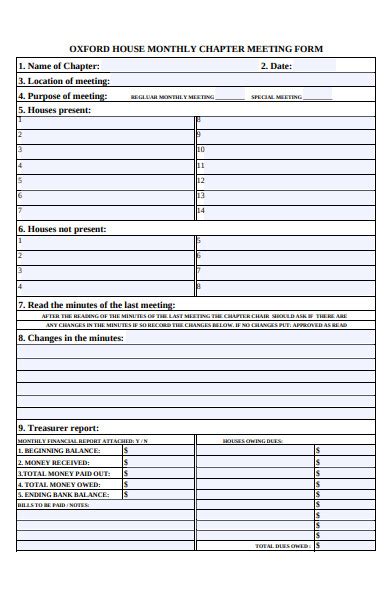 meeting forms   ms word excel