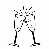 Glasses Drawing Champagne Glass Party Flute Outline Bottle Toasting Cheers Anniversary Getdrawings Fund Circle Holiday sketch template