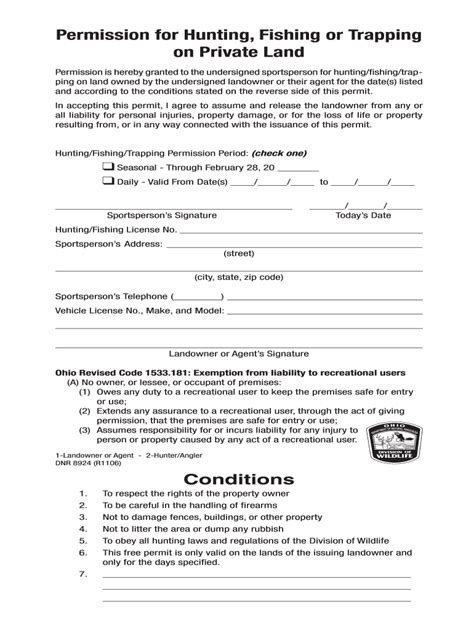 ohio hunting permission slip complete  ease airslate signnow