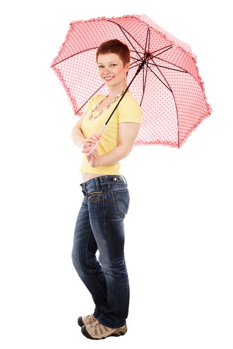 무료 이미지 사람 소녀 여자 서 있는 무늬 모델 우산 유행 의류 담홍색 미소 생성물 행복 캡 패션