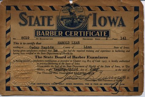 grandpa barber certificate dated 1936 has the embossed se… flickr