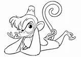 Aladdin Coloring Abu Pages Printable Monkey Pet sketch template