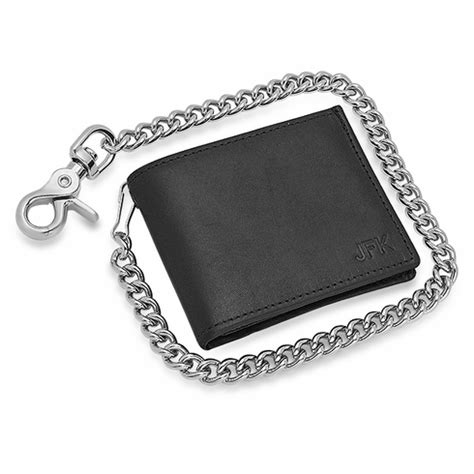 black bifold biker wallet  chain executive gift shoppe wallet