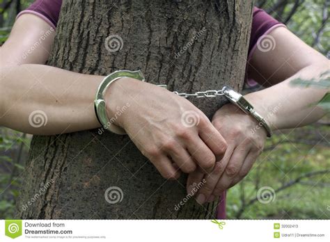 Femme Attachée à Un Arbre Dans La Forêt Image Stock Image Du Pose
