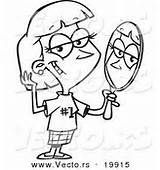 Mirror Reflection Coloring Cartoon Template Woman Pages sketch template