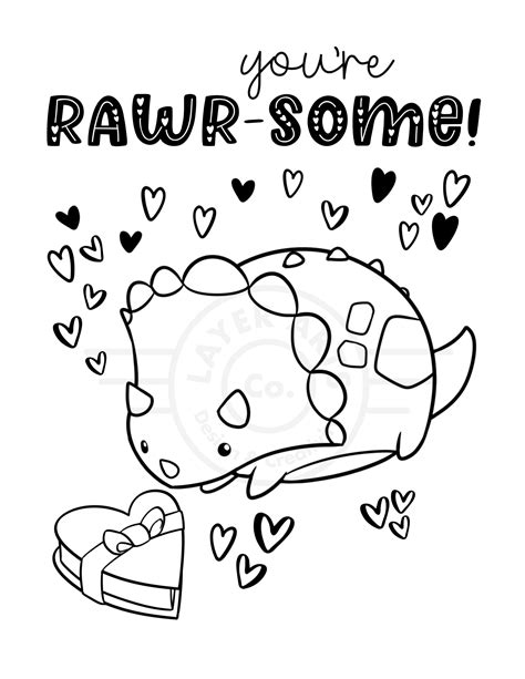 dinosaur valentine coloring pages etsy uk