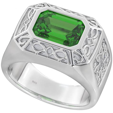 mens silver emerald ring celtic ring besttohavecom
