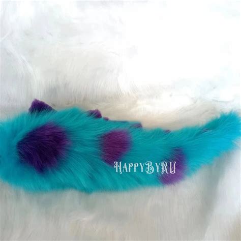 Furry Blue Purple Monsters Tail With Black Belt Cosplay Etsy