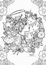 Coloring Alice Hatter Wunderland Viktorianisch Colorear Ausmalen Trippy Erwachsene Malvorlage Hutmacher Gothic Zeichnungen Mandalas sketch template