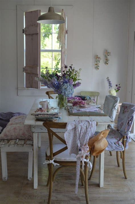 dining room white purple pink chippy shabby chic whitewashed