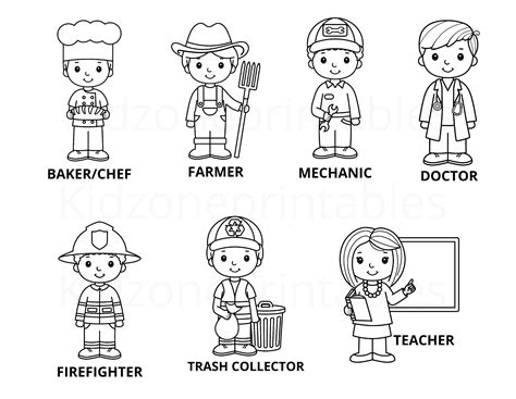 community helpers coloring pages printable instant etsy