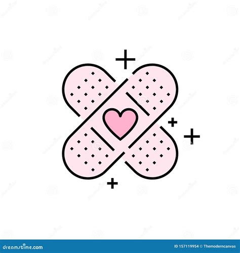 band aid heart  icon stock vector illustration  medical